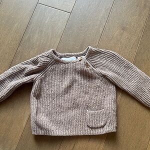 Zara Taupe Knit Crew Neck Sweater